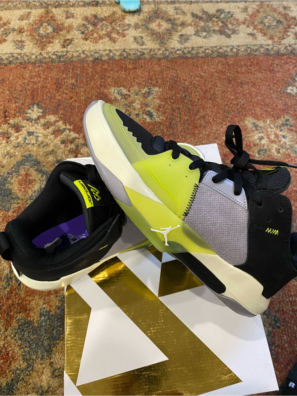 Jordan Men’s Neon Yellow Black Gray Athletic Shoes